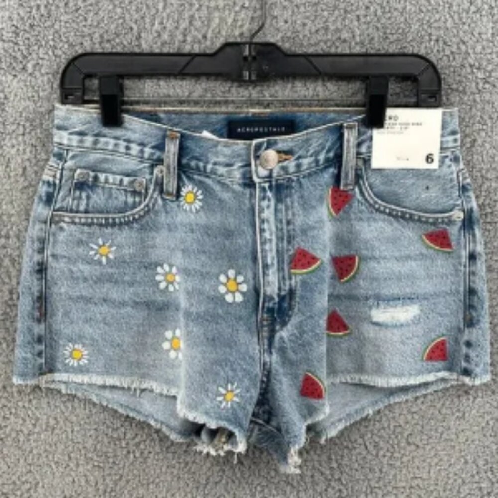 AERO Vintage High Rise Shorty 2.5" Non Stretch Denim Shorts Women's Sz 6 NWT